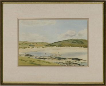 Rex Charlesworth - 1990 Watercolour, Strolling along the Beach