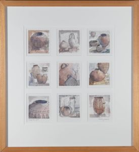 Kathy Lewis - Signed Contemporary Watercolour, Egyptian Pots