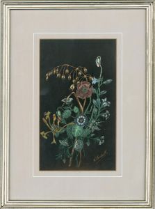 K. Kendall - Mid 20th Century Scratchboard, Wild Flower Posy