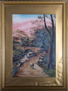 S. Creber - 20th Century Oil, Rural Path with Sheep