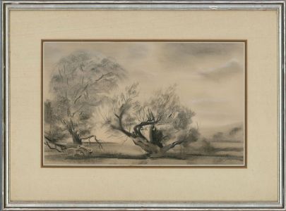 Ralph Leaper (b.1915) - 1986 Charcoal Drawing, Old Willows, Breamore