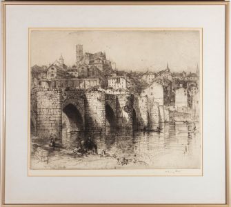 Hedley Fitton RE (1857-1929) - 1910 Etching, Le Pont Saint-Etienne, Limoges