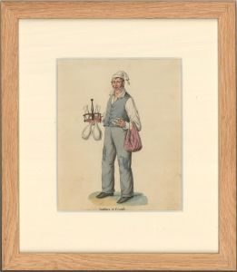 Italian Late 19th Century Watercolour - Venditore di Cristalli