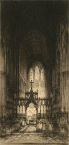 Edward W. Sharland - Signed Etching, The Chancel of Salisbury
