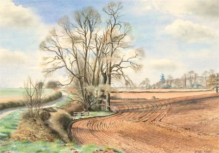 Joel Rawe - Contemporary Watercolour, Ploughed Fields