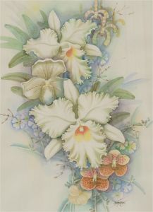 Contemporary Watercolour - White Orchids