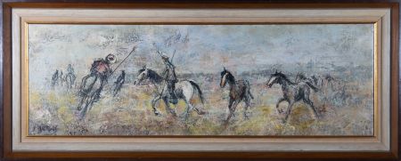 J. Jenas - Contemporary Oil, Herding Wild Horses