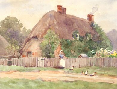 Early 20th Century Watercolour - Thatched Cottage