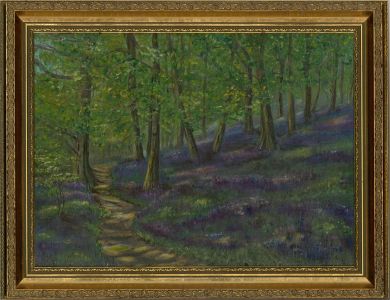 Pauline Elford - 1993 Oil, Bluebells on the Quantocks