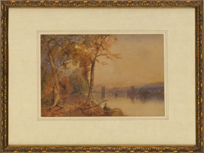 19th Century Watercolour - Autumnal Lake