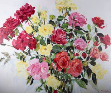 Romey Brough (b.1944) - 1990 Oil, Bouquet Of Roses