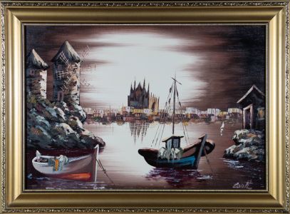 Conti - Contemporary Oil, Harbour At Night
