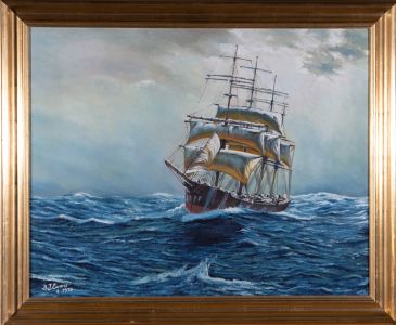 B.J. Evans - 1978 Oil, Clipper on the Waves