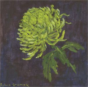 Sylvia Grottick - 20th Century Oil, Green Chrysanthemum