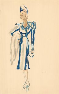Sartorial c.1935 Watercolour - Blue 1930's Dress