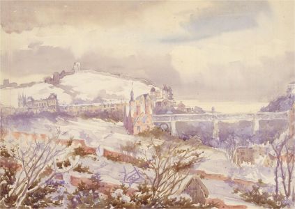 R.G. Clarke - Early 20th Century Watercolour, Scarborough in the Snow