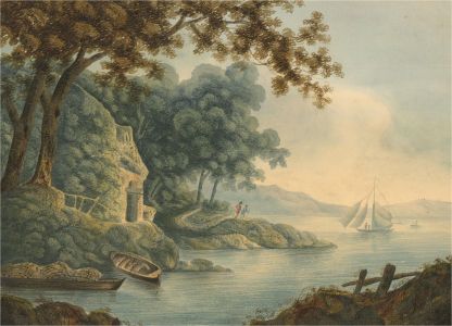 L.C.N. - Early 19th Century Watercolour, Lake Scene