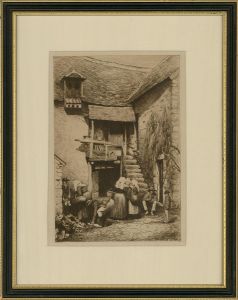 Mortimer L Mendes - Dutch School 1881 Etching, The Clog Seller
