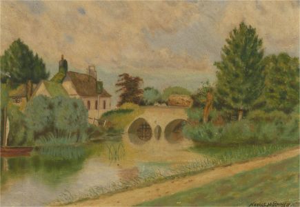 Neville H. Rainsley - 1947 Oil, The Trout Inn by Godstow Bridge