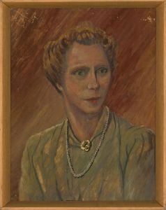 20th Century Oil - Lady with a Pearl Necklace