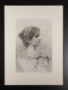 S.J. Wardle - 1899 Charcoal Drawing, Portrait of a Woman