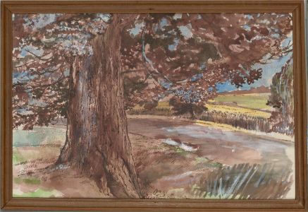 Attrib. Barbara Brassey (1911-2010) - 19th Century Watercolour, Tree Lined Road