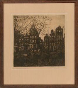 Paul Dom (1885-1978) - Mid 20th Century Etching, Amsterdam Street Scene