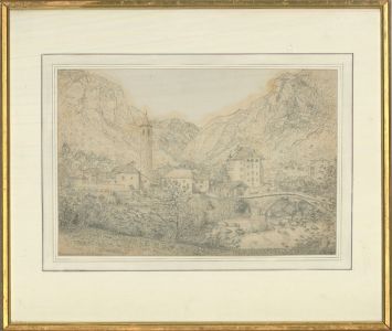 A. Cust - Mid 19th Century Graphite Drawing, Bignasco, Switzerland