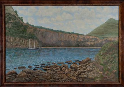 Gerry B. Gibbs - 1991 Oil, Yacht in a Cove