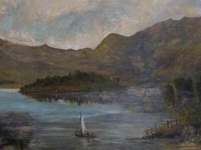 Early 20th Century Oil - Sailing in the Mountains