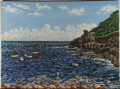 Gerry B. Gibbs - 1971 Oil, Row Boats Off The Shore