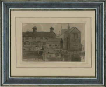 Early 20th Century Watercolour - Monochrome Harbour Side