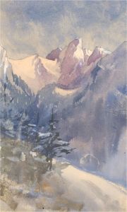 R.H. Dobbs - Mid 20th Century Watercolour, Aiguille de Blaitiere, Chamonix