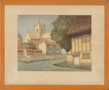 E.M. Pask - 1970 Watercolour, St Mary's Church, Stow, Lincolnshire
