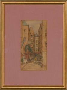 P. Bedecy - Signed 1926 Watercolour, Market Street
