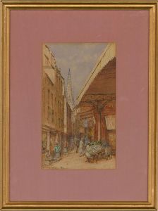 P. Bedecy - Signed 1926 Watercolour, Market Street
