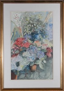 Mid 20th Century Watercolour - Study of Hydrangeas