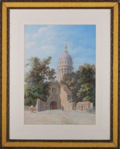Early 20th Century Watercolour - Basilica of Notre-Dame de Boulogne