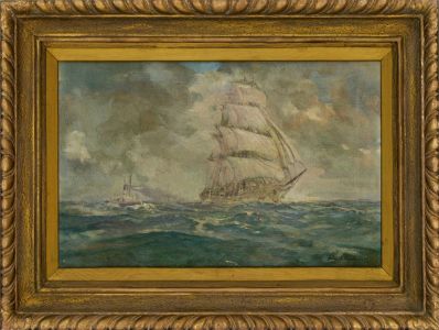 John S. Taylor - Early 20th Century Oil, Ship and Paddle Steamer