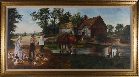 Dorothea Hyde - Contemporary Oil, Horses In The Creek