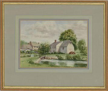 Peter Challen - Signed 1985 Watercolour, Village Scene