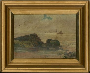 M.C. Farmer - Late 19th Century Oil, Ships off the Coast