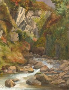Mid 20th Century Watercolour - Mountain River