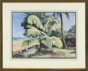 Sheila McQueen - 1996 Watercolour, Tropical Beach