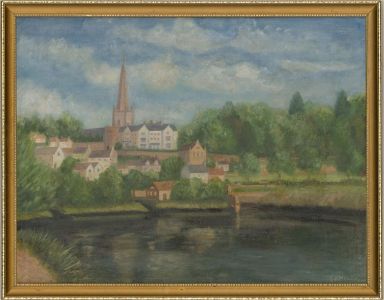 1988 Oil - View Across The River To Ross-On-Wye