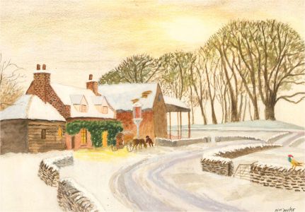 N.K. Day - 1998 Watercolour, Rural Winter Scene
