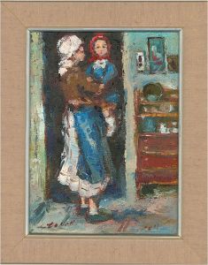 Signed Contemporary Oil - La Mama in Brate