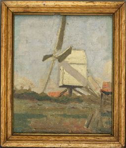 Early 20th Century Oil - White Windmill