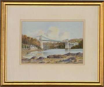 Max A.S. Hmablen - Contemporary Watercolour, Menai Suspension Bridge