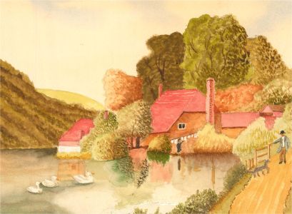 N.K. Day - 20th Century Watercolour, Rural Lake Scene
